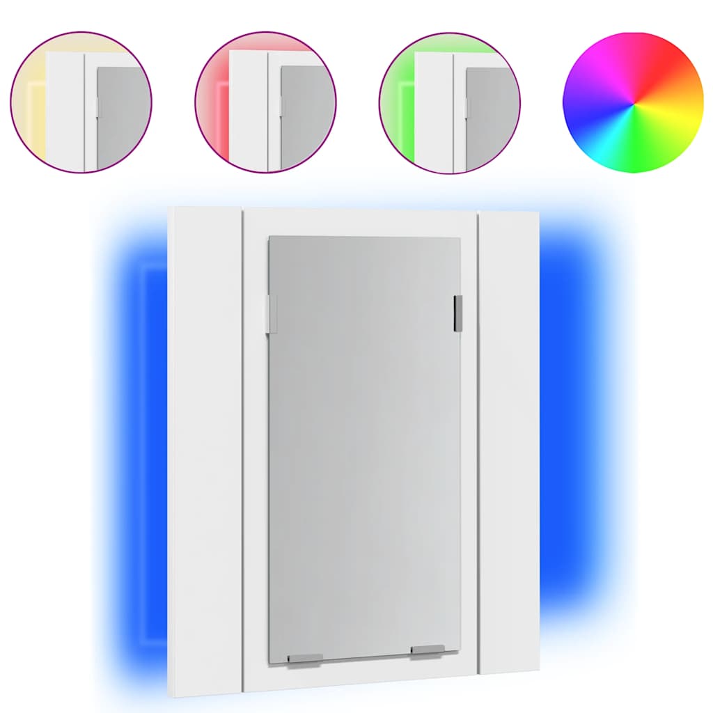 Dulap de baie cu oglindă & LED, alb, 40x12x45 cm, acril