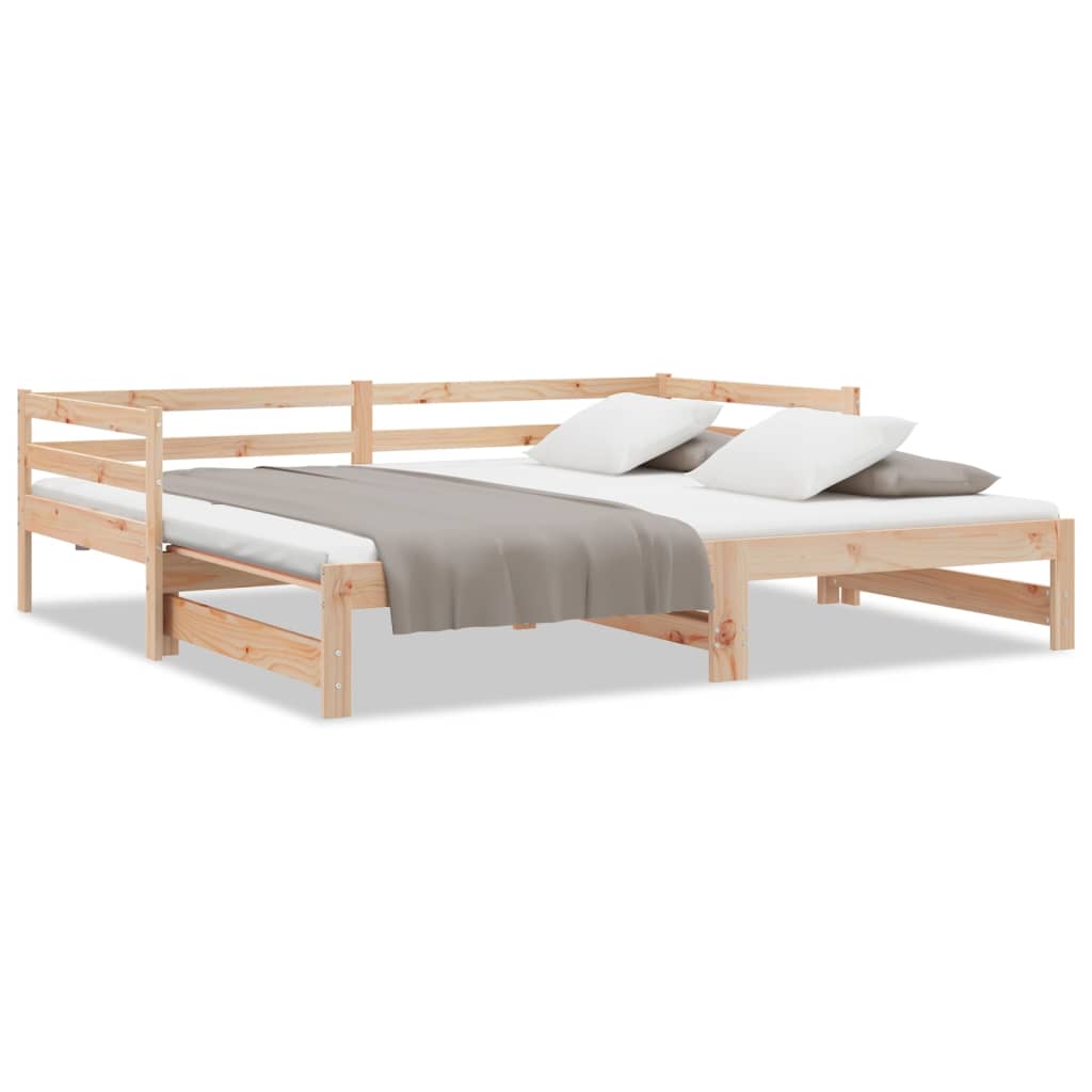 Pat de zi extensibil, 2x(90x200) cm, lemn masiv de pin