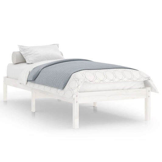Cadru de pat single, alb, 90x190 cm, lemn masiv