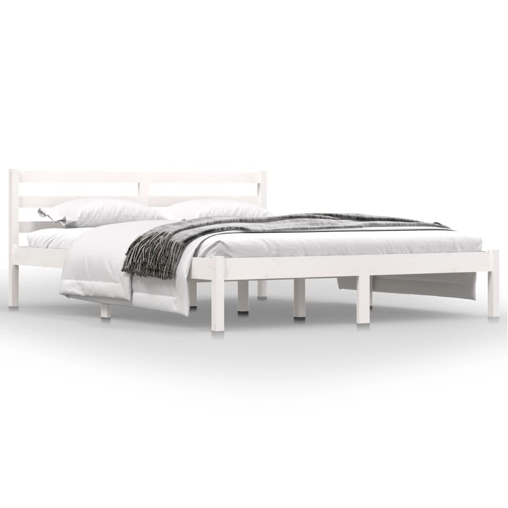 Cadru de pat King Size, alb, 150x200 cm, lemn masiv de pin