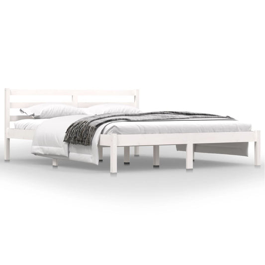 Cadru de pat King Size, alb, 150x200 cm, lemn masiv de pin