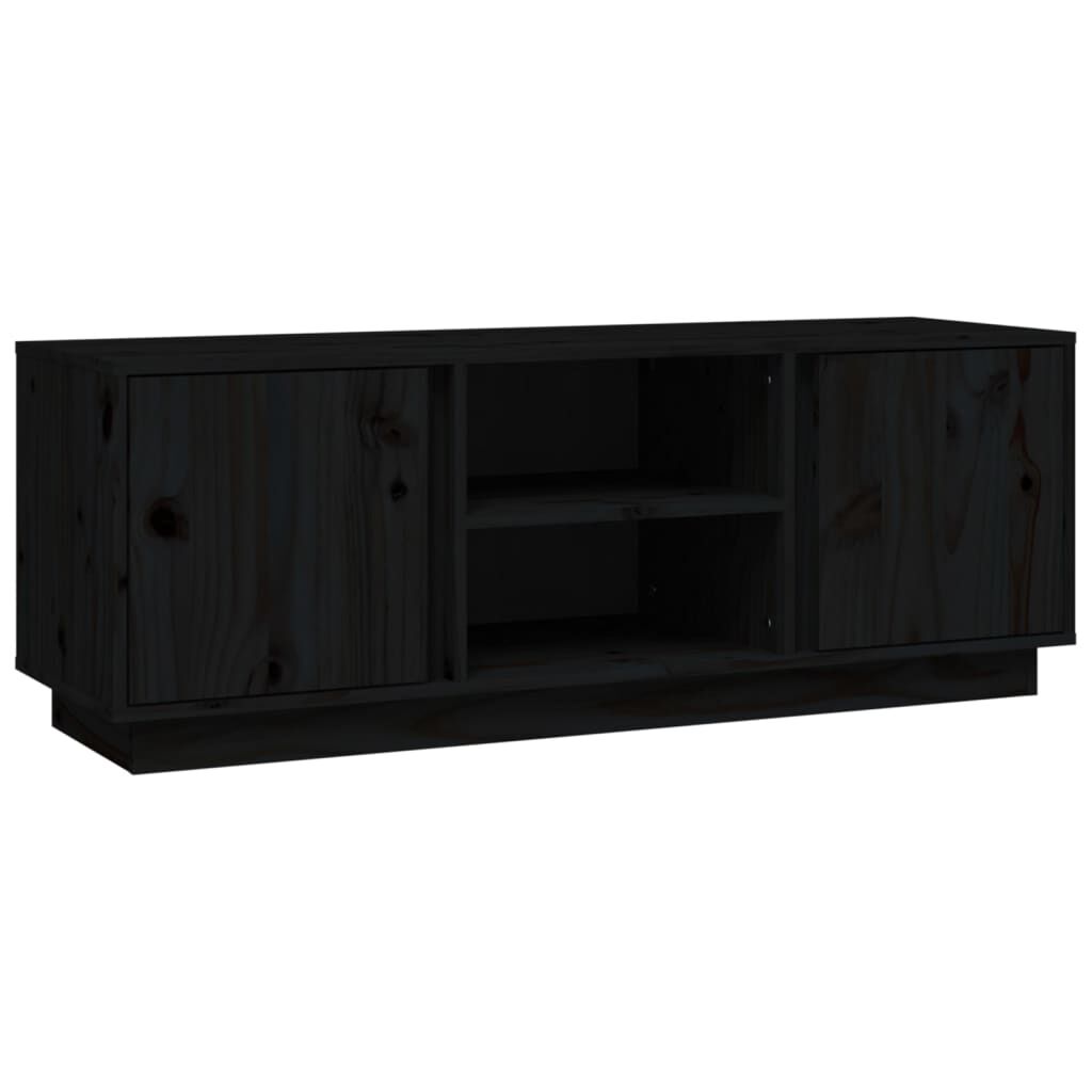 Comodă TV, negru, 110x35x40,5 cm, lemn masiv de pin