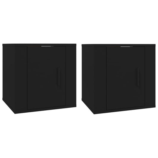 Dulapuri TV montate pe perete, 2 buc., negru, 40x34,5x40 cm