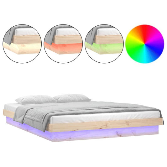 Cadru de pat cu LED, 200x200 cm, lemn masiv