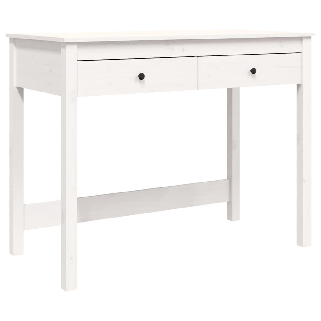 Birou cu sertare, alb, 100x50x78 cm, lemn masiv de pin