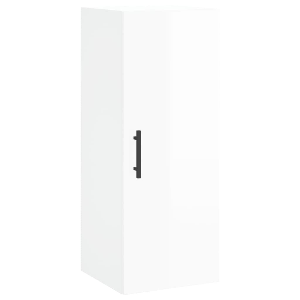 Dulap montat pe perete, alb extralucios, 34,5x34x90 cm