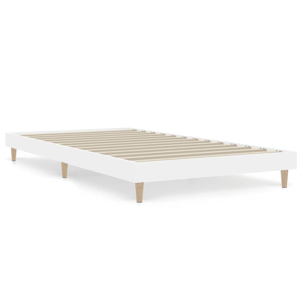Cadru pat fără saltea alb 100x200 cm lemn prelucrat