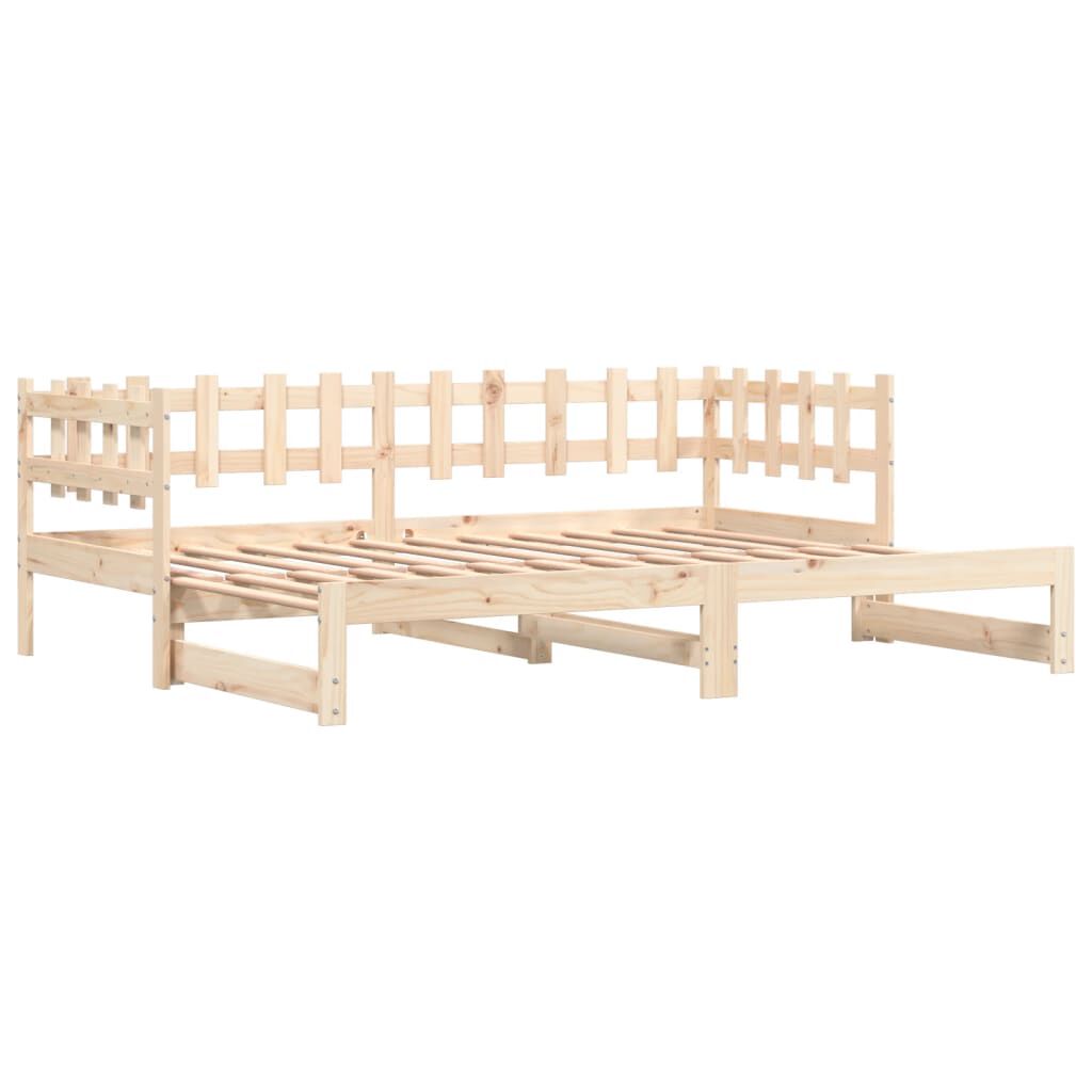 Pat de zi extensibil, 2x(90x200) cm, lemn masiv de pin
