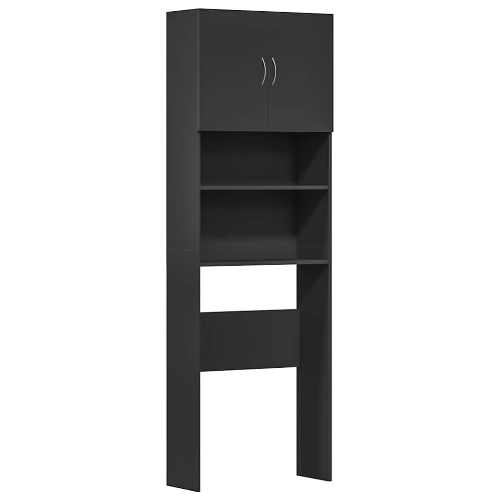 Dulap pentru mașină de spălat negru 64x24x190 cm lemn prelucrat