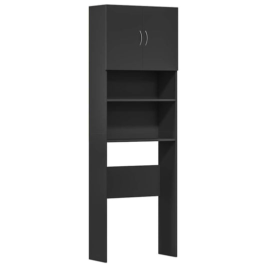 Dulap pentru mașină de spălat negru 64x24x190 cm lemn prelucrat