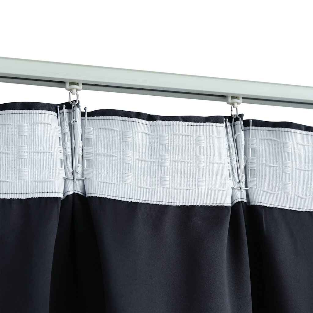 Draperii opace cu cârlige, 2 buc., antracit, 140 x 245 cm