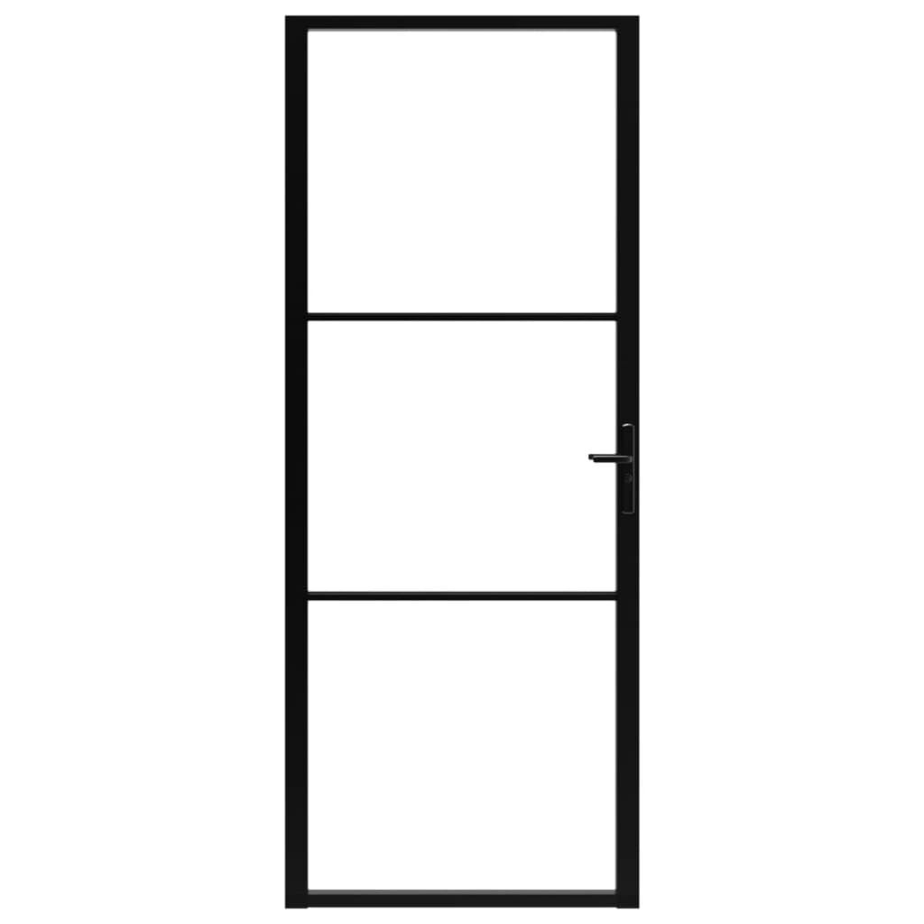 Ușă de interior, negru, 83x201,5 cm, sticlă ESG și aluminiu