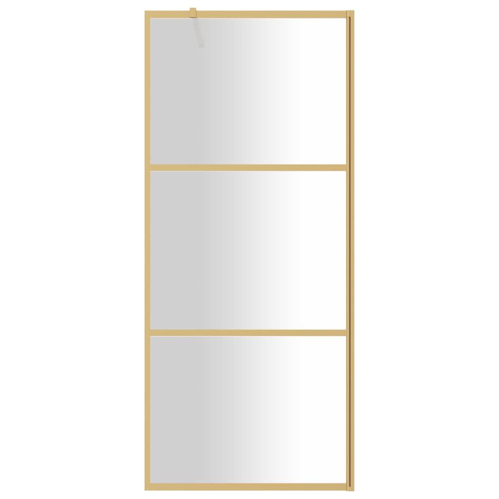 Paravan de duș walk-in auriu, 90x195 cm sticlă ESG transparentă