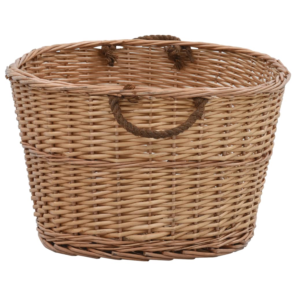 Coș lemne foc cu mânere de transport natural 88x57x34 cm salcie