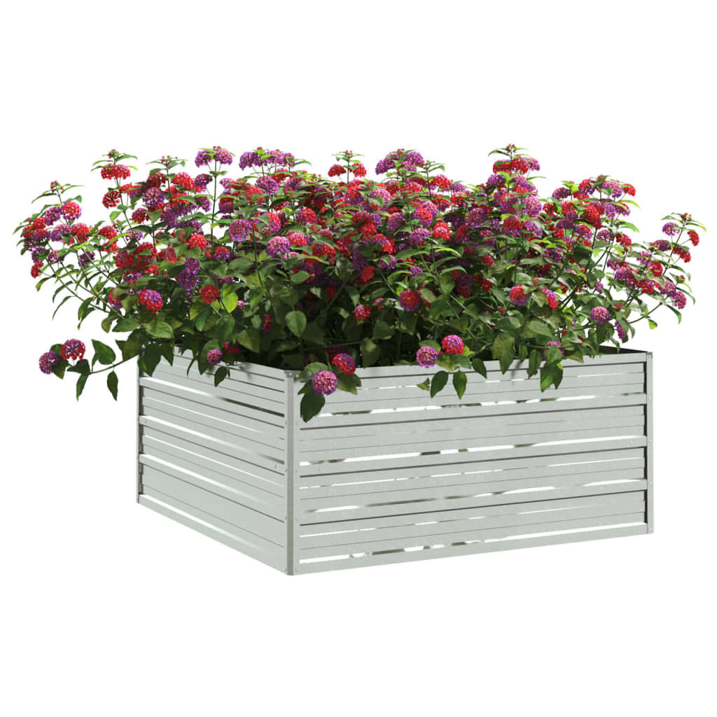Strat înălțat de grădină argintiu 100x100x45cm oțel galvanizat