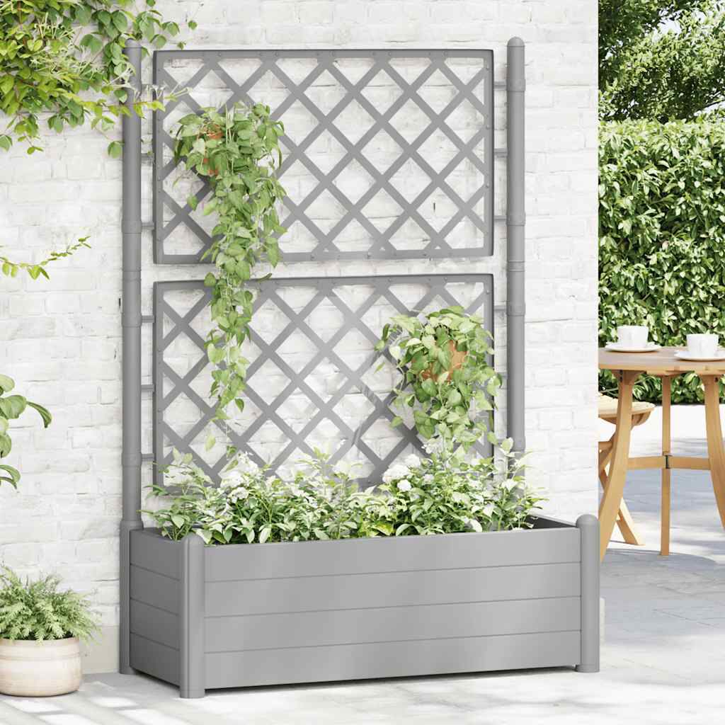 Jardinieră de grădină cu spalier, gri piatră, 100x43x142, PP