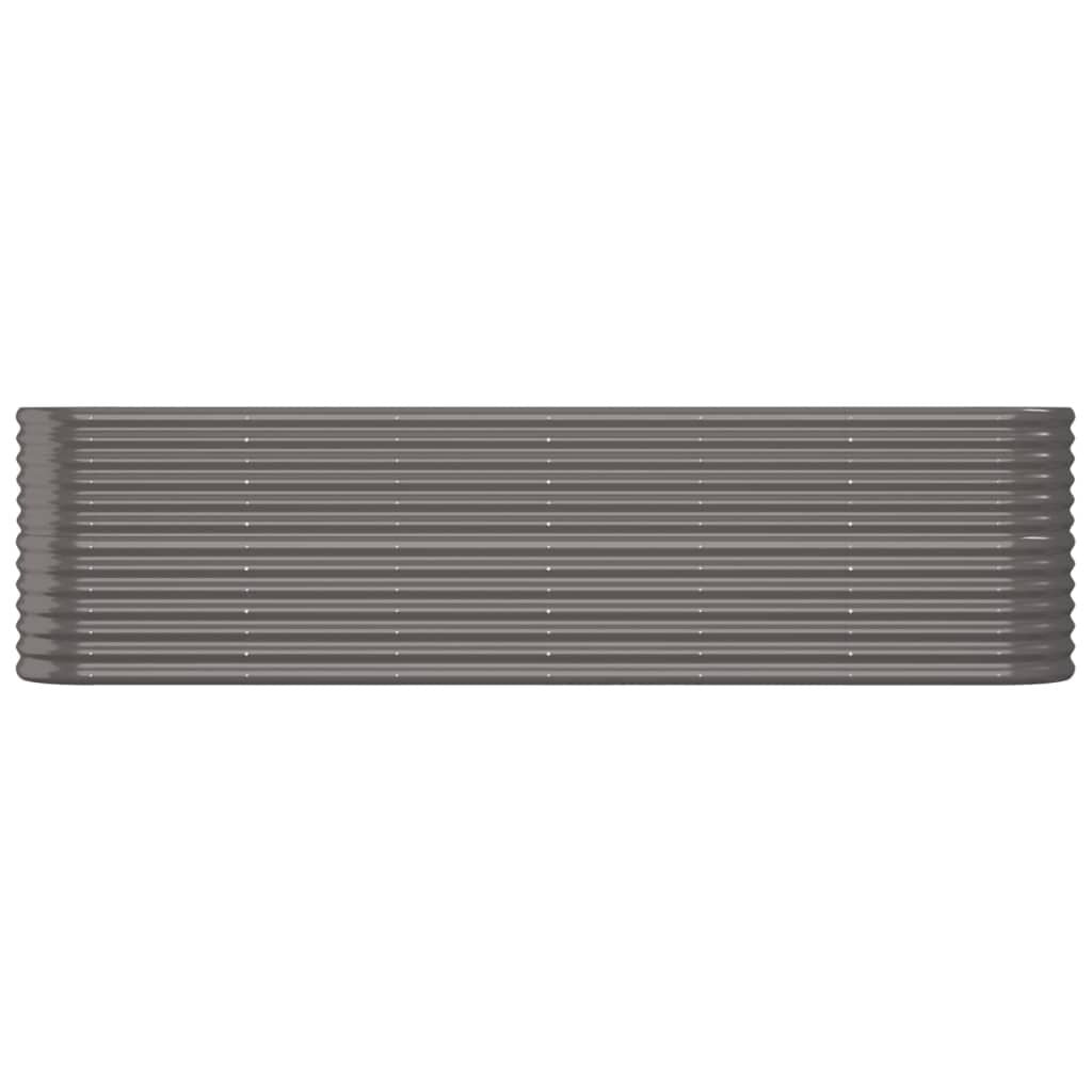 Strat înălțat grădină gri 260x40x68cm oțel vopsit electrostatic