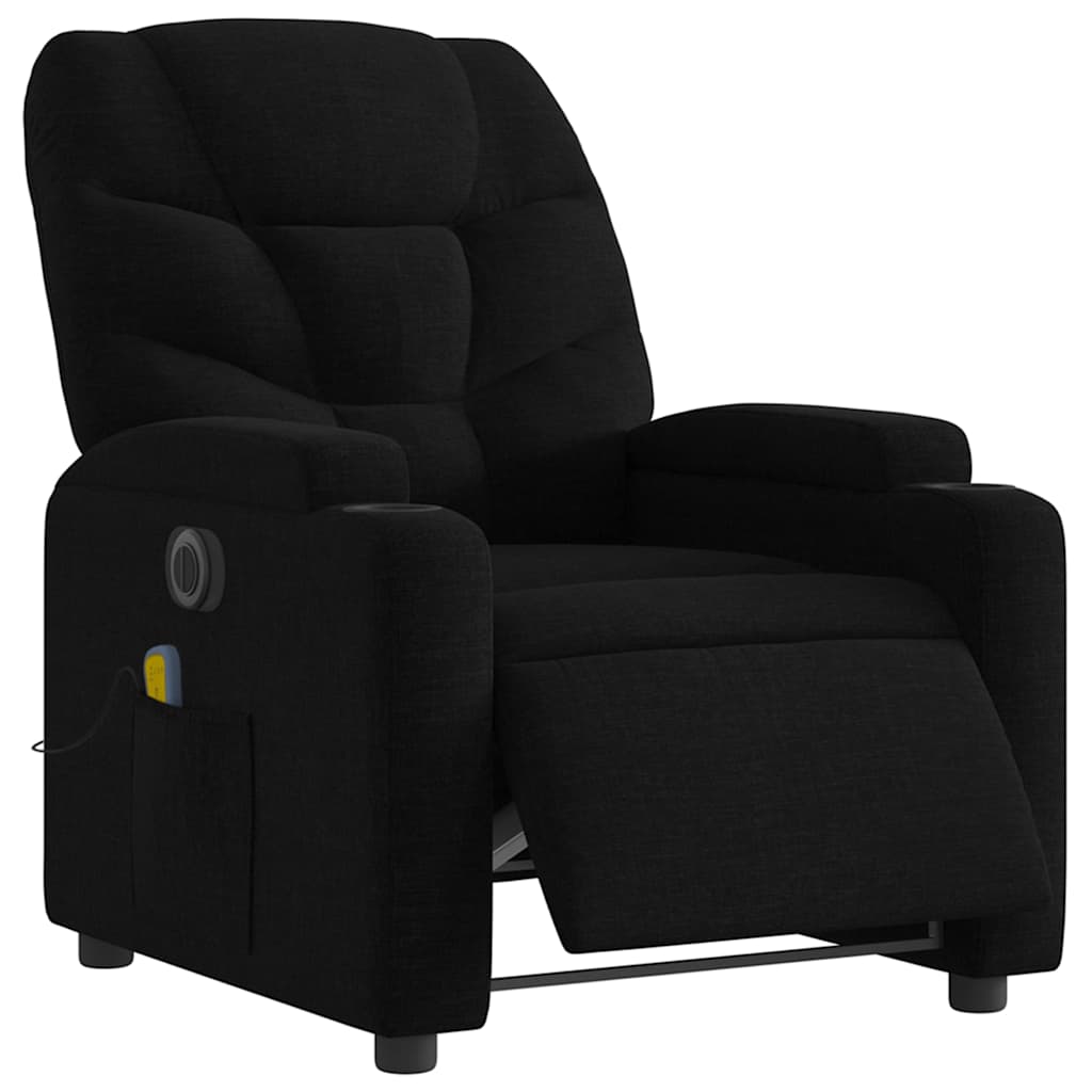 Fotoliu electric de masaj rabatabil, negru, textil