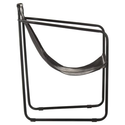 Fotoliu de relaxare, negru, piele naturală