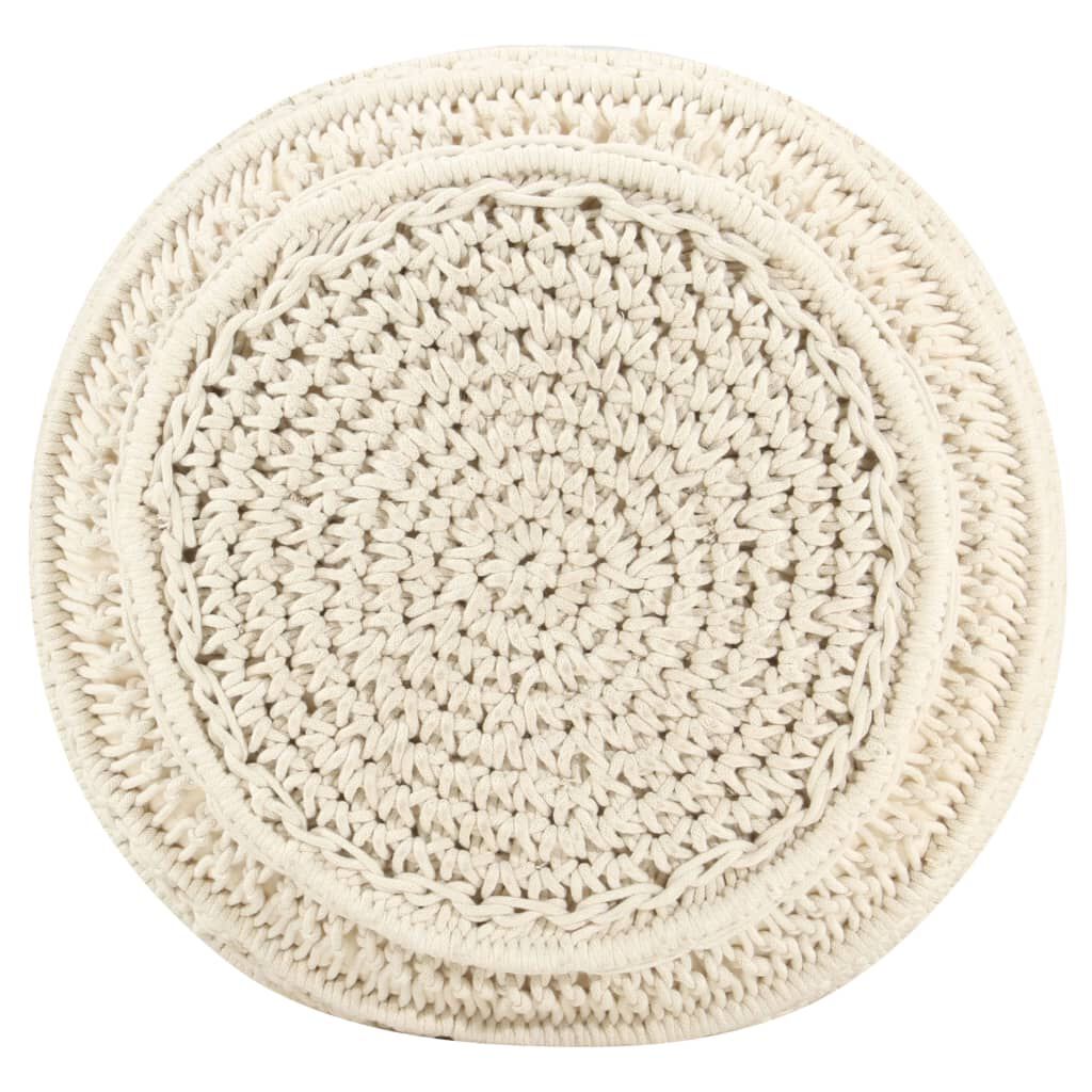 Taburet puf macrame lucrat manual, 45 x 30 cm, bumbac
