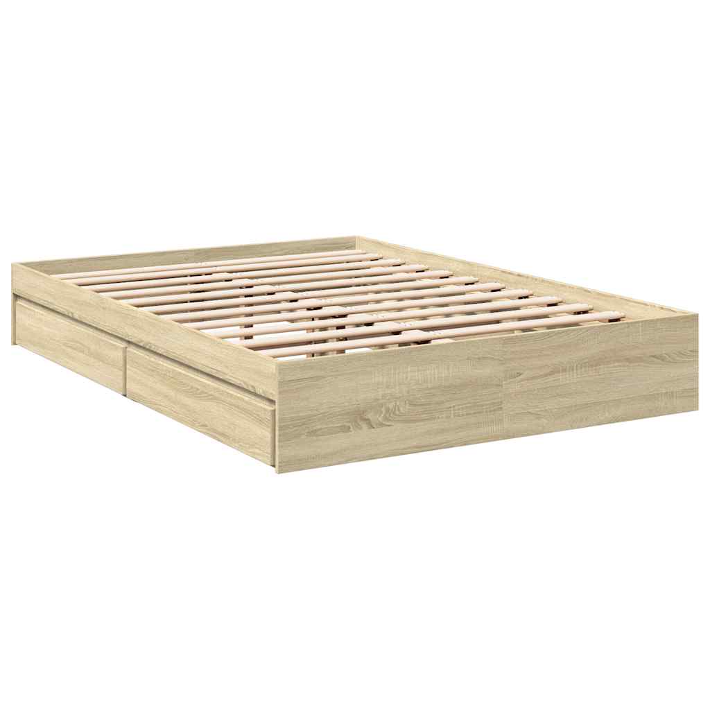 Cadru de pat cu sertare stejar sonoma 150x200 cm lemn prelucrat