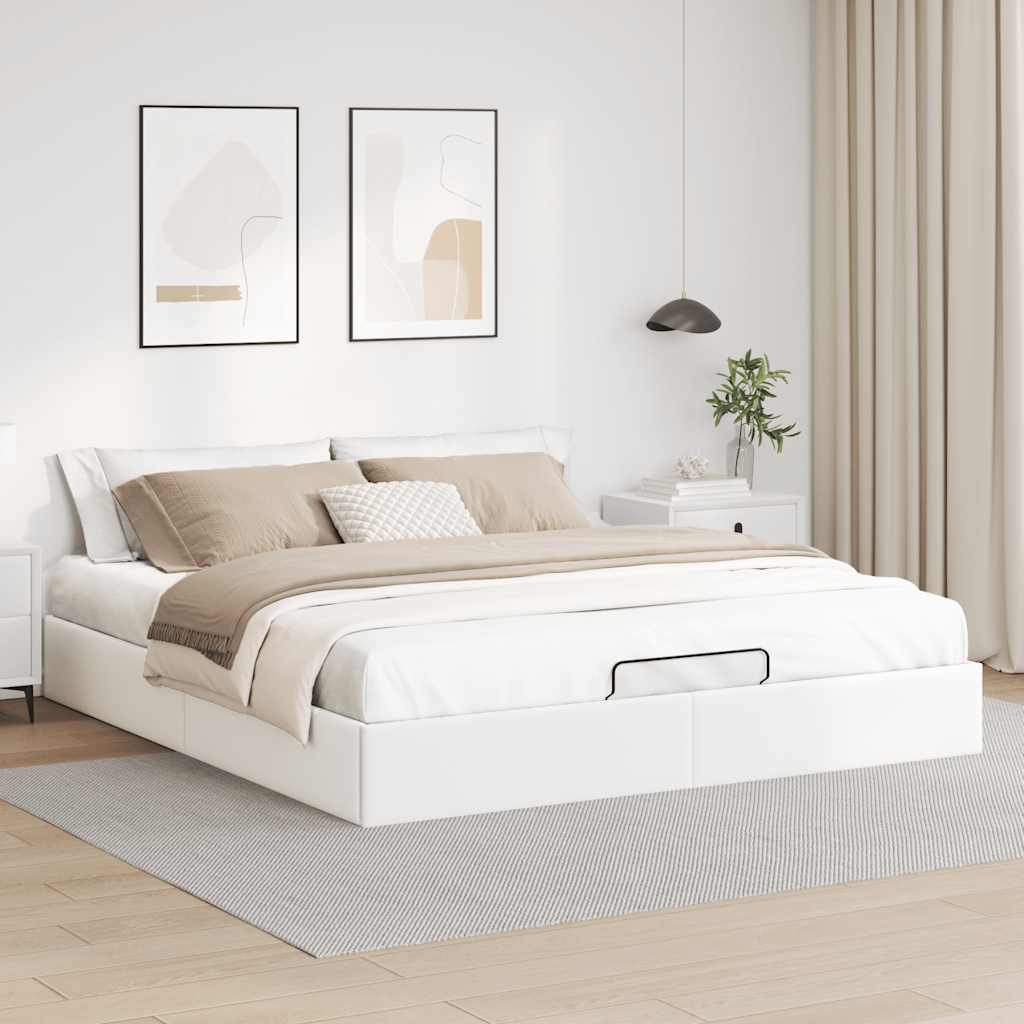 Cadru de pat otoman fără saltea alb 180x200cm piele artificială