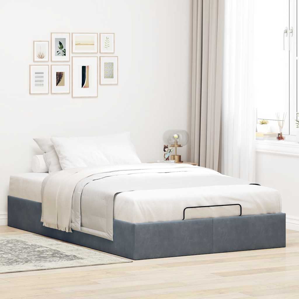 Cadru pat otoman fără saltea Gri închis 120x190 cm catifea