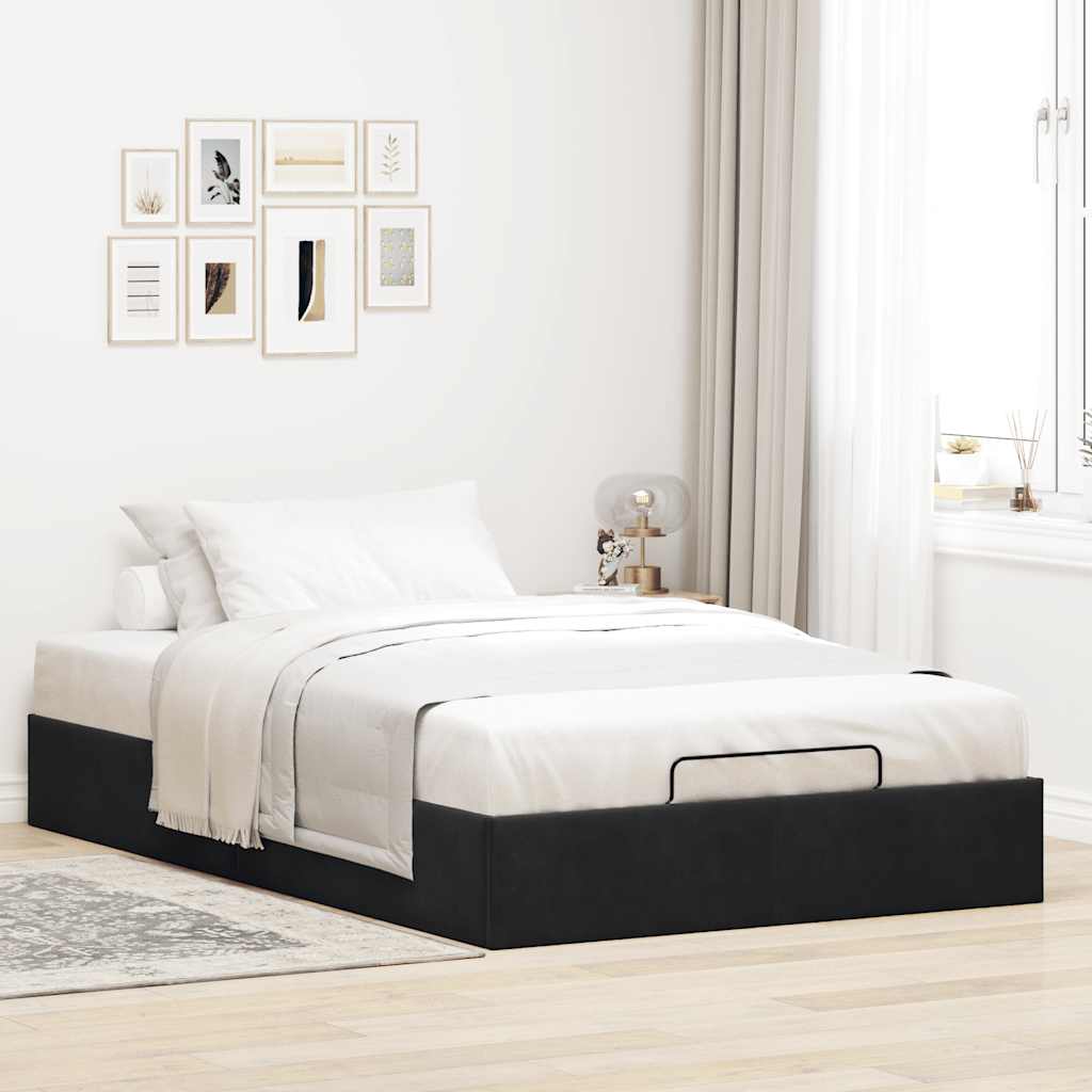 Cadru de pat otoman fără saltea, Negru, 120x190 cm, material textil