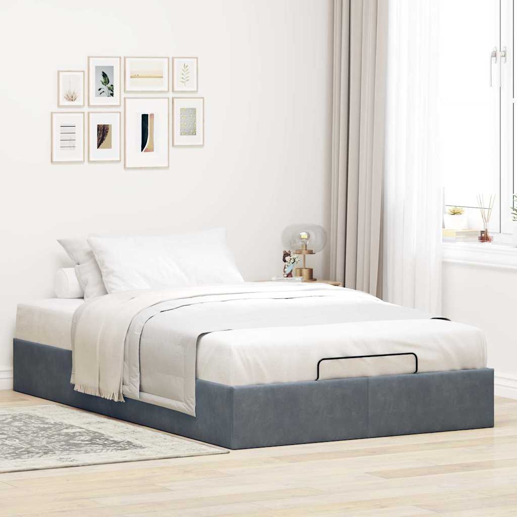 Cadru pat otoman fără saltea Gri închis 120x200 cm material textil