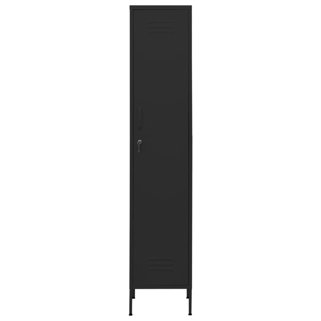Dulap vestiar, negru, 35x46x180 cm, oțel