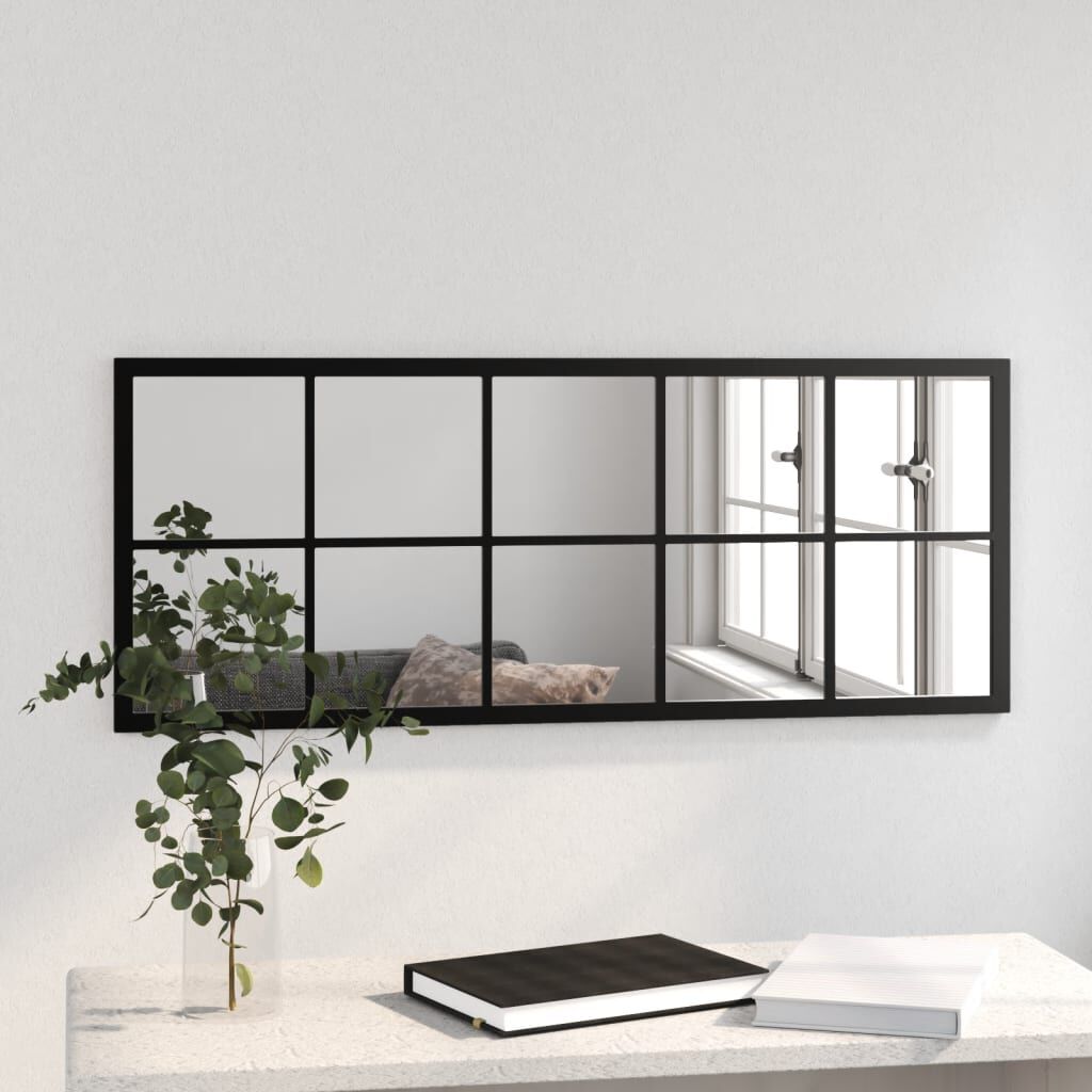 Oglindă de perete, negru, 100x40 cm, metal