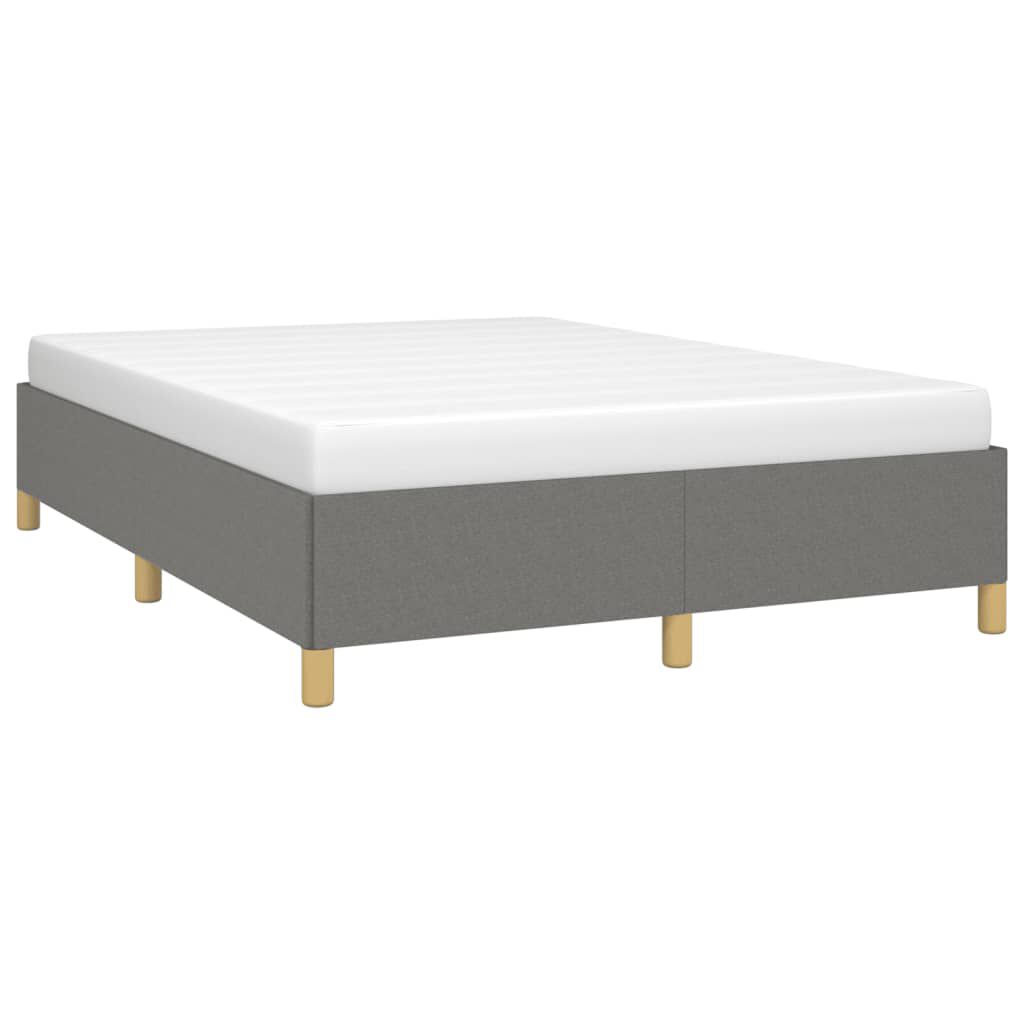 Cadru de pat fără saltea, gri închis, 140x190 cm, textil