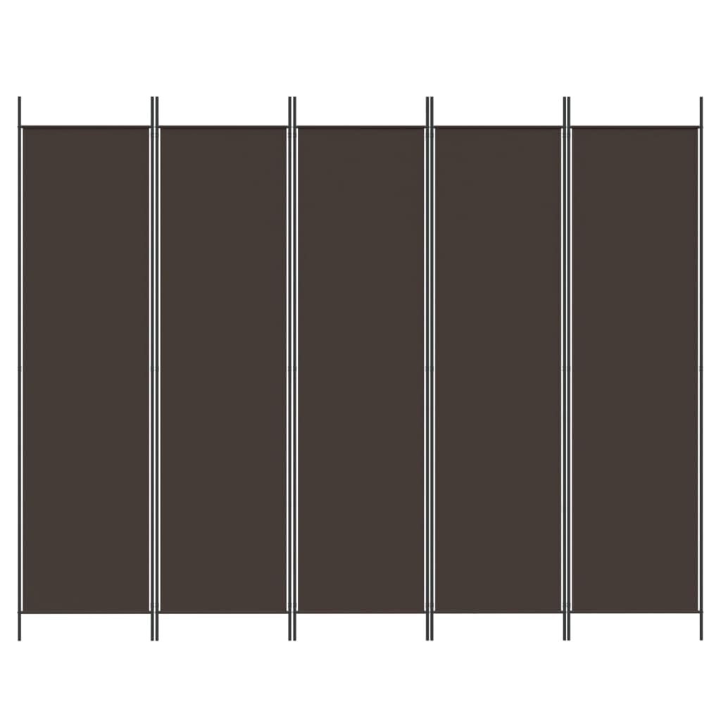 Paravan de cameră cu 5 panouri maro 250x200 cm material textil