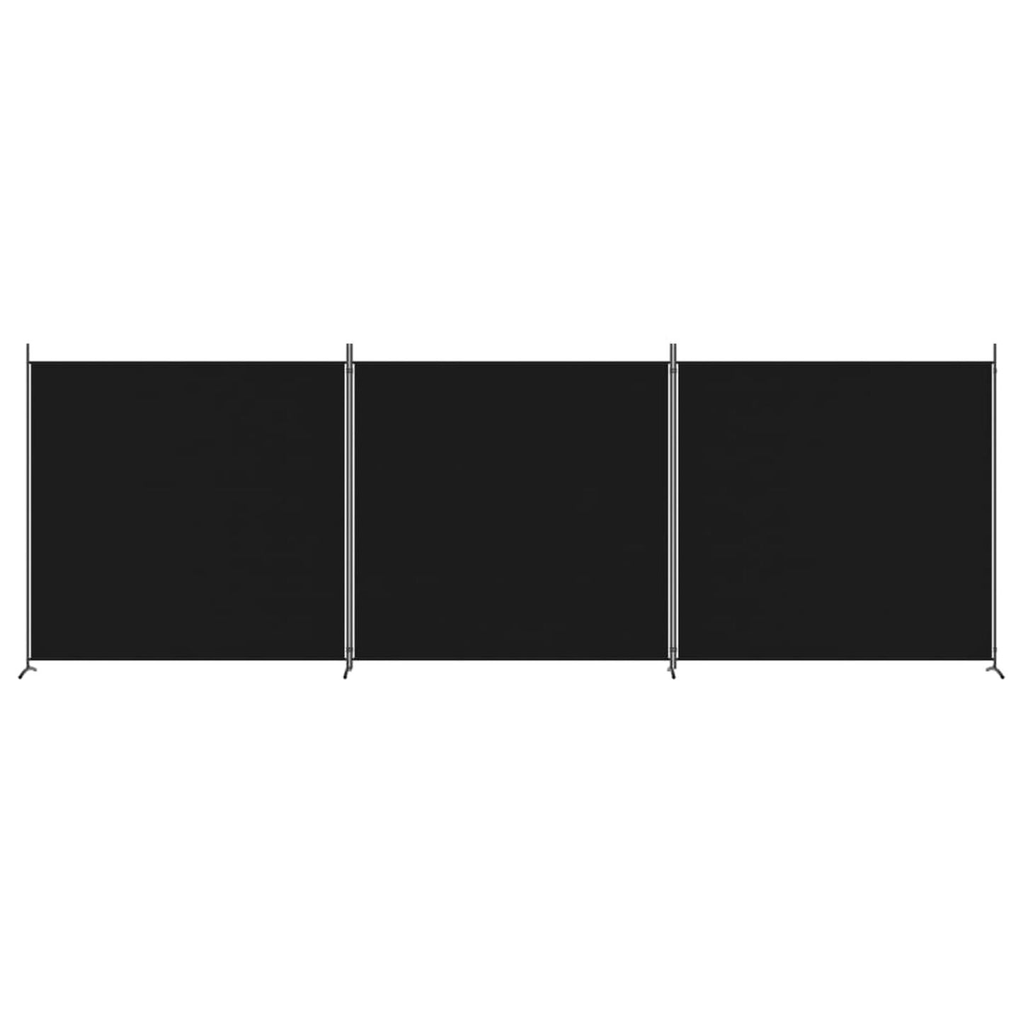 Paravan de cameră cu 3 panouri, negru, 525x180 cm, textil
