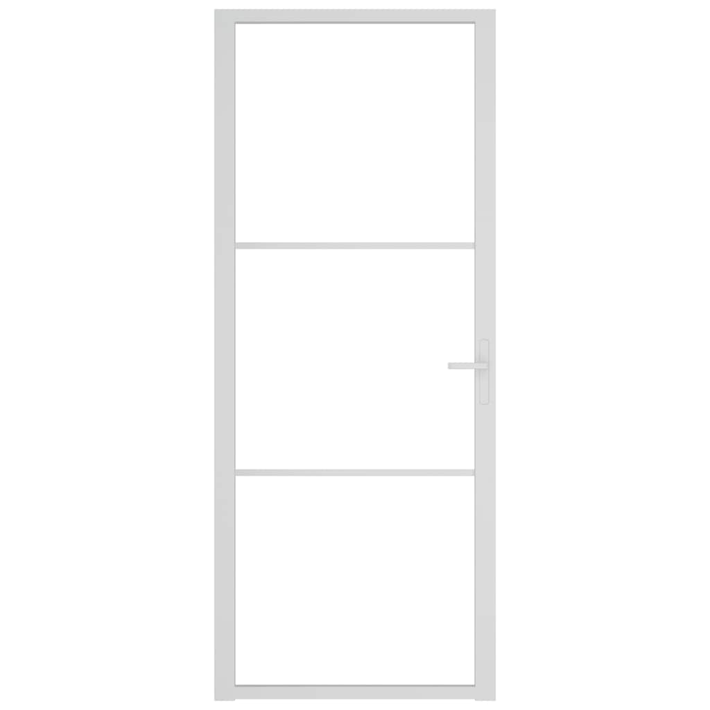 Ușă de interior, 83x201,5 cm, alb, sticlă ESG și aluminiu