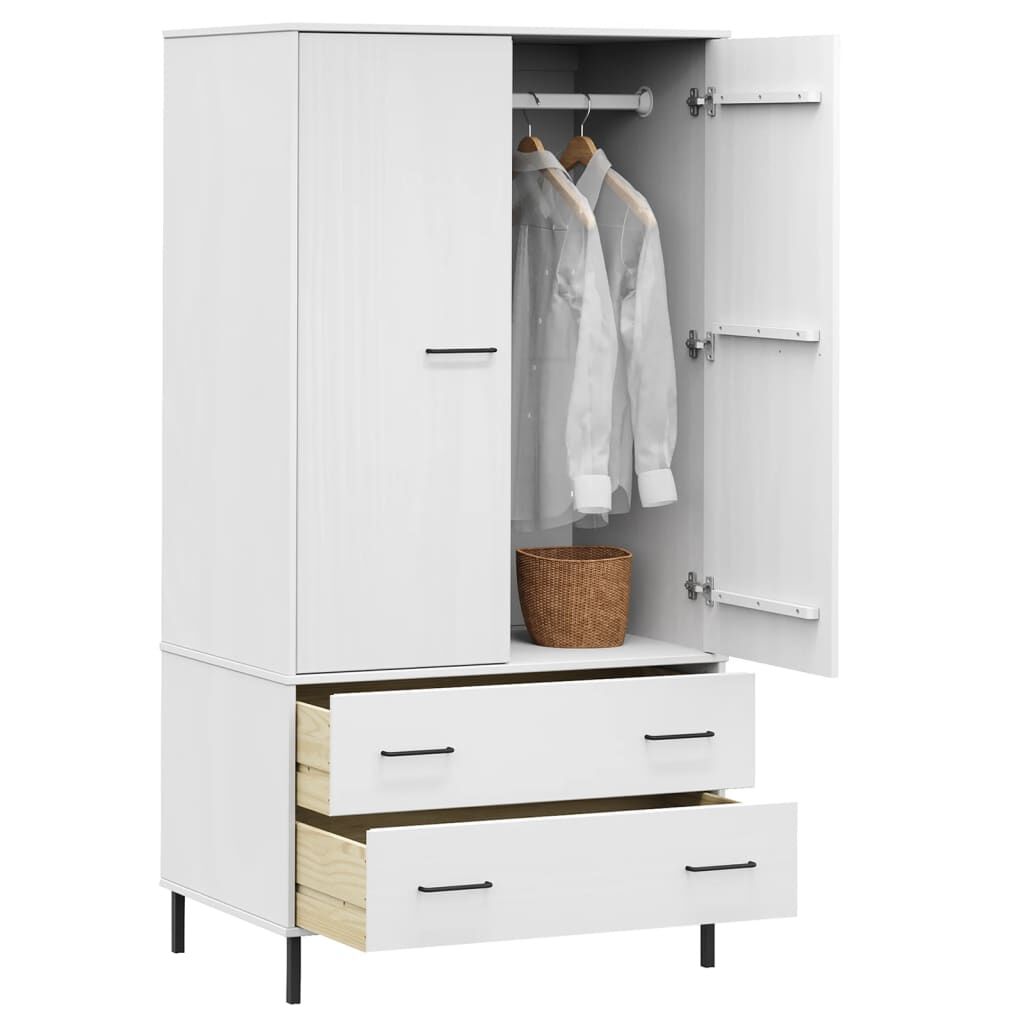 Șifonier cu picioare metalice OSLO, alb, 90x55x172,5 cm, lemn