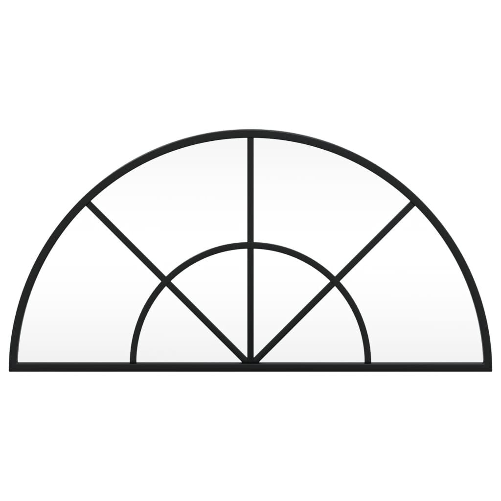 Oglindă de perete, negru, 60x30 cm, arcuită, fier