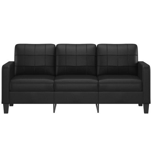 Canapea cu 3 locuri, negru, 180 cm, piele ecologică