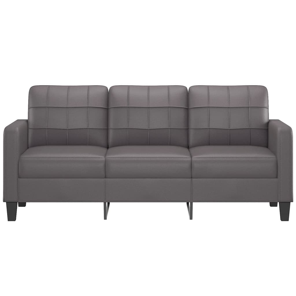 Canapea cu 3 locuri, gri, 180 cm, piele ecologică