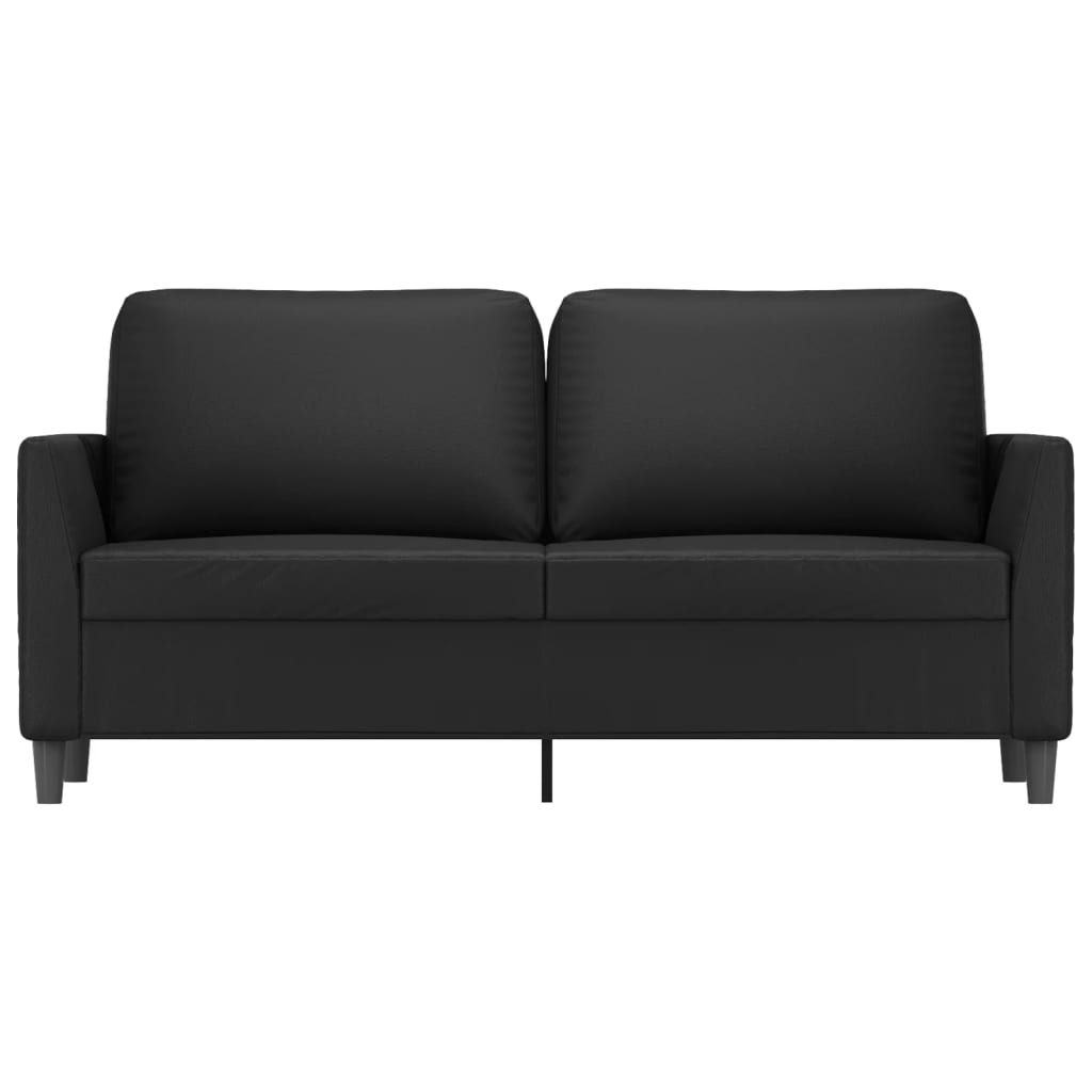 Canapea cu 2 locuri, negru, 140 cm, piele ecologică
