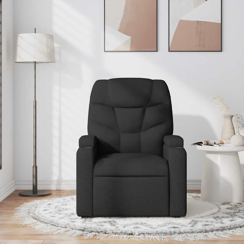 Fotoliu electric de masaj rabatabil, negru, textil