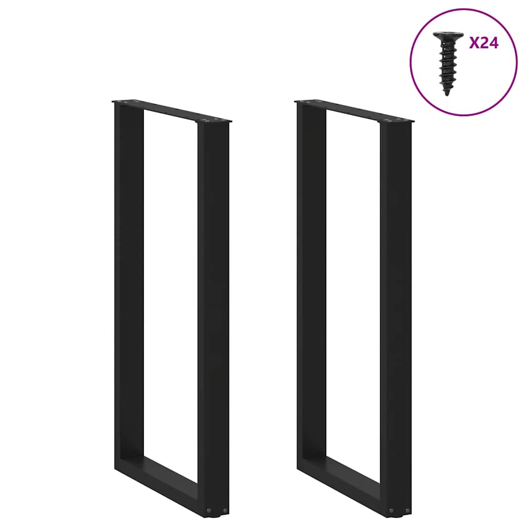 Picioare de masă de bar în formă de U, 2 buc., negru, 60 x (110-111) cm, oțel