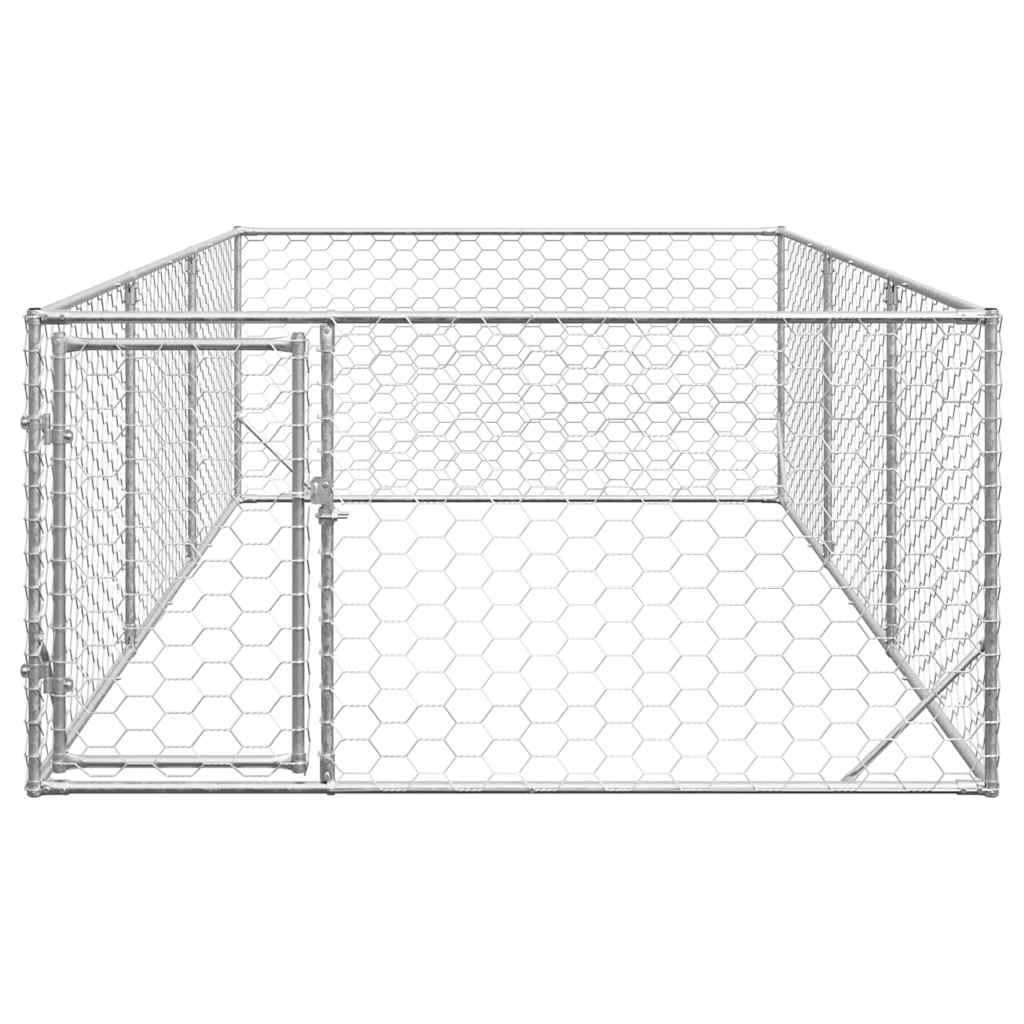 Cușcă pentru câini de exterior cu ușă 2x4x1 m, oțel galvanizat