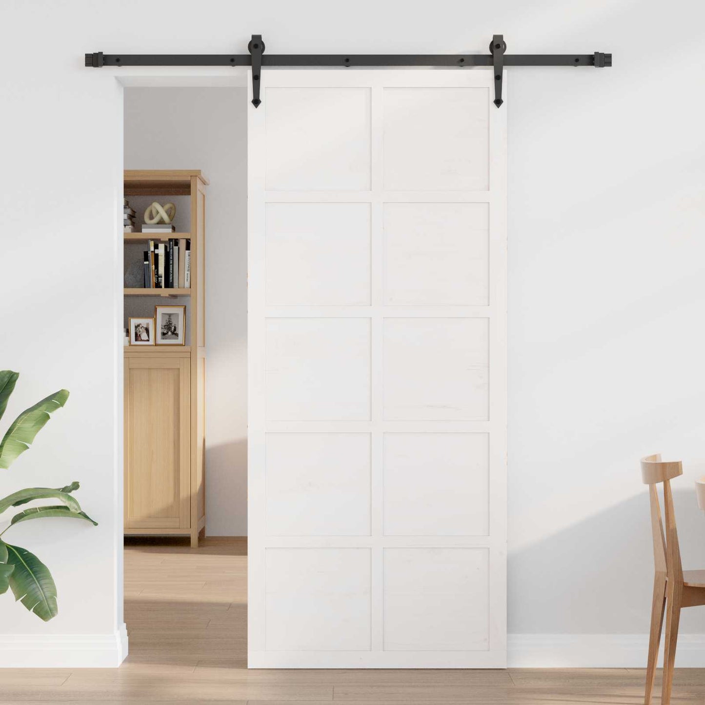 Ușă hambar Alb 90 x 2,5 x 208 cm Lemn masiv de pin