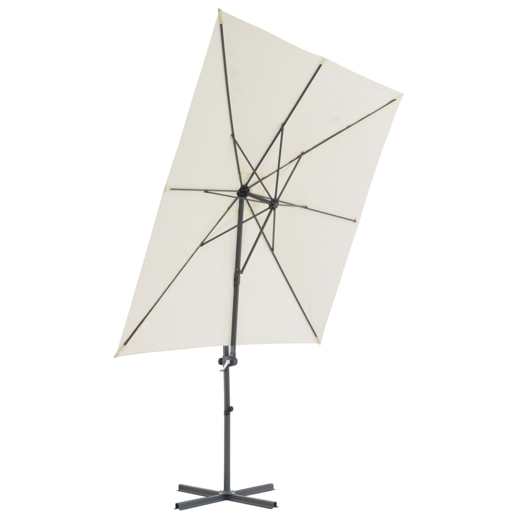 Umbrelă în consolă cu stâlp din oțel, nisipiu, 250x250 cm