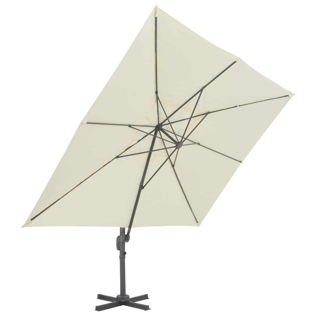 Umbrelă de grădină în consolă cu stâlp din aluminiu 400x300 cm, culoare nisip