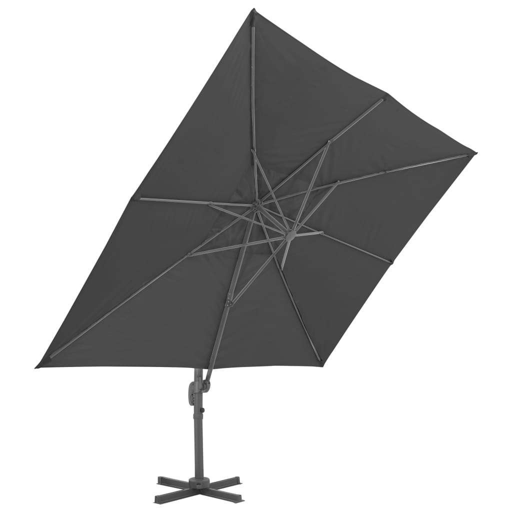 Umbrelă de grădină cu consolă și stâlp din aluminiu, antracit, 400x300 cm
