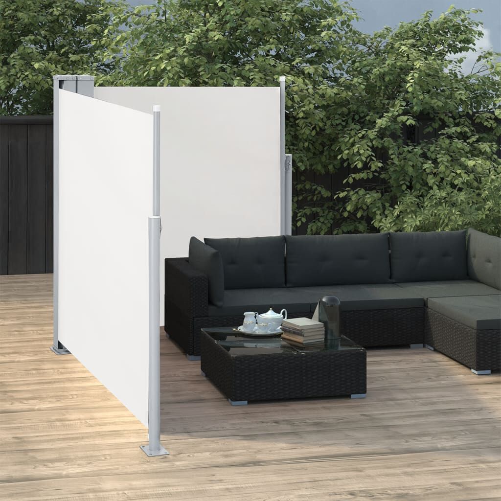 Copertină laterală dublă retractabilă, crem, 170 x 600 cm