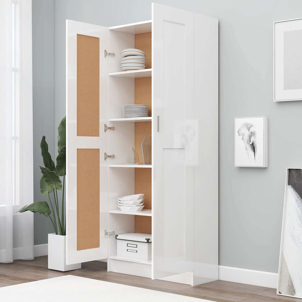 Bibliotecă, alb, 82,5x30,5x185,5 cm, lemn prelucrat
