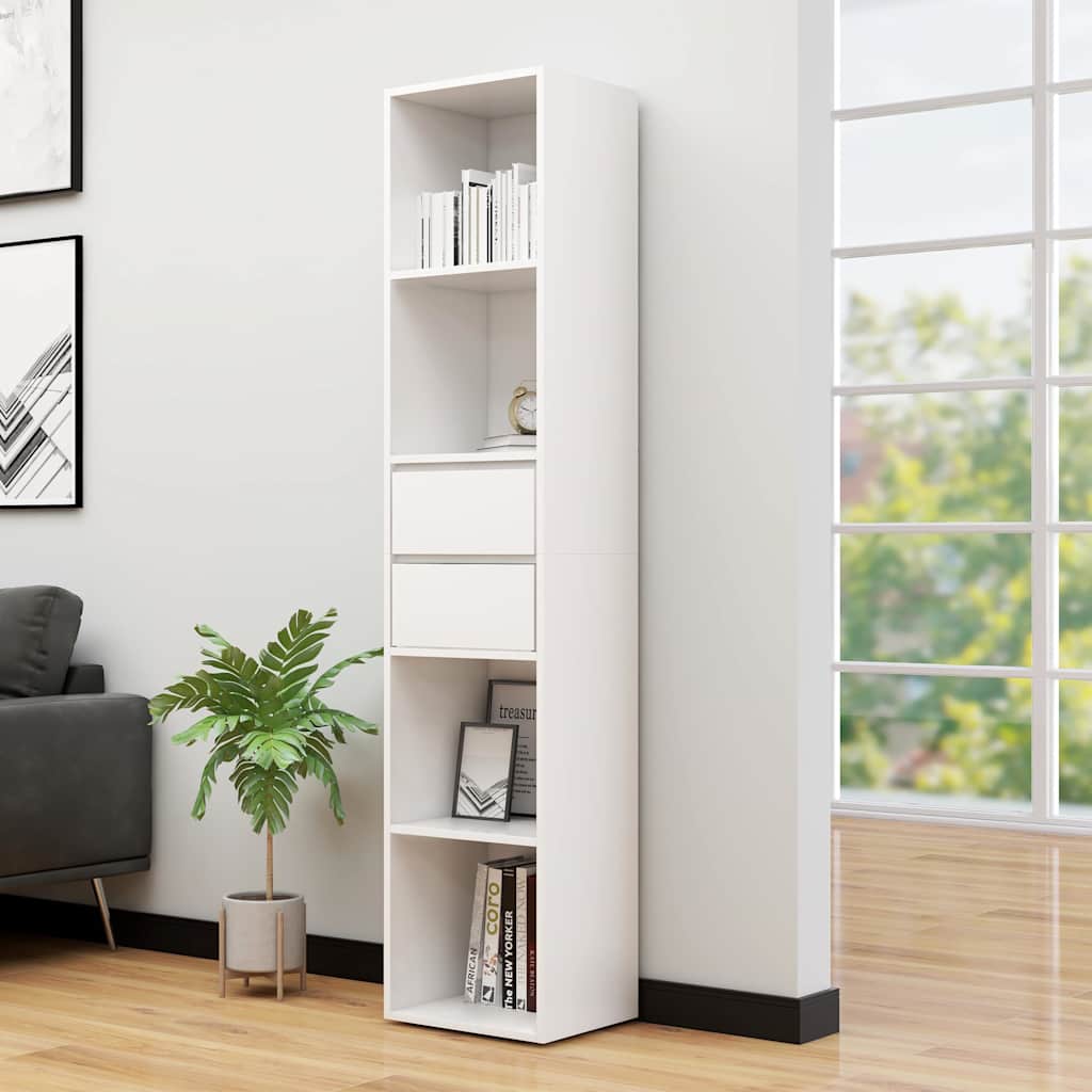Bibliotecă, alb extralucios, 36x30x171 cm, lemn prelucrat